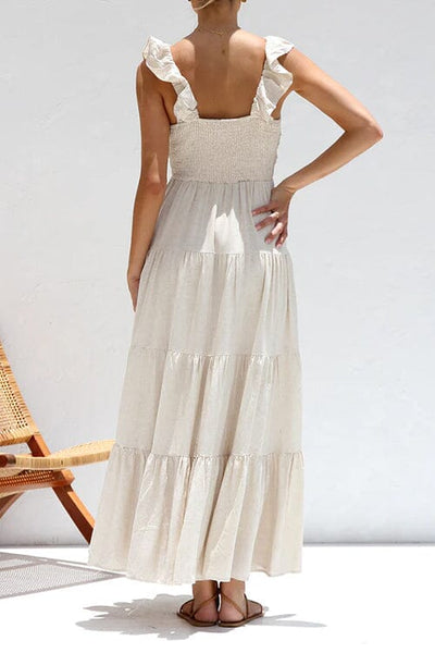 Elegant long summer dress with ruffles