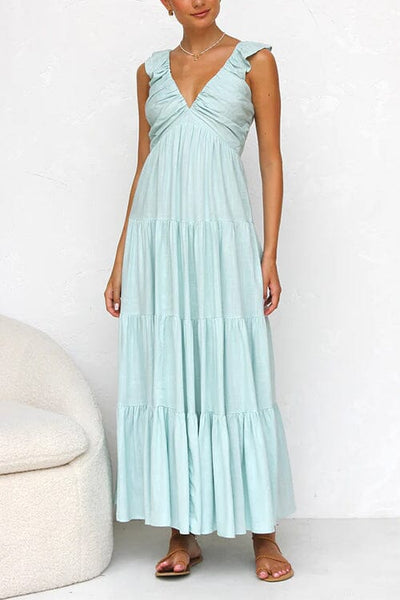Elegant long summer dress with ruffles