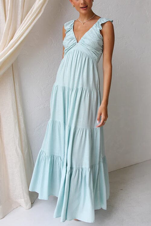 Elegant long summer dress with ruffles
