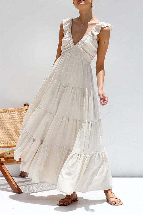 Elegant long summer dress with ruffles