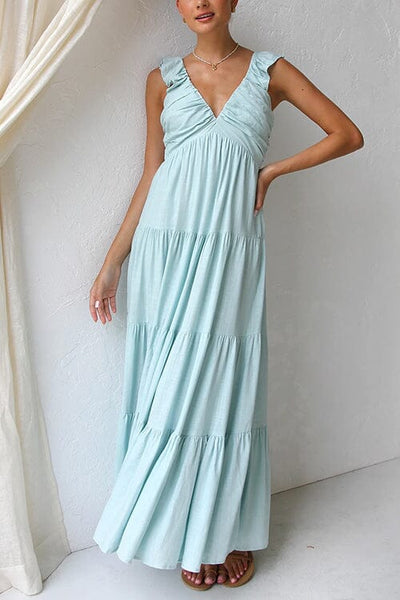 Elegant long summer dress with ruffles