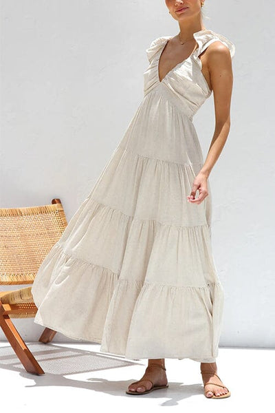 Elegant long summer dress with ruffles