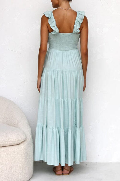 Elegant long summer dress with ruffles