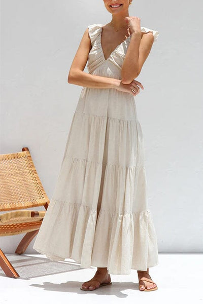 Elegant long summer dress with ruffles