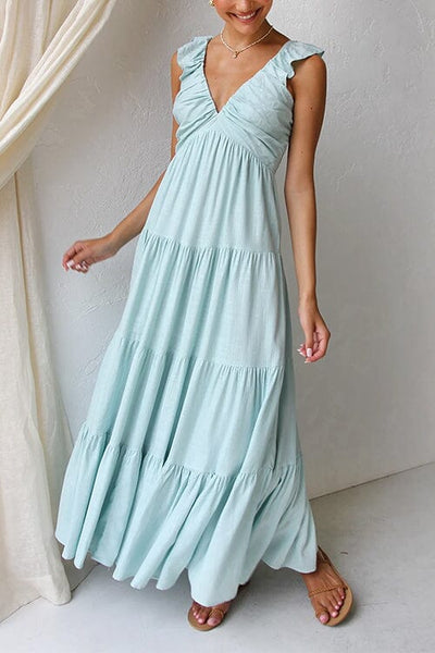 Elegant long summer dress with ruffles