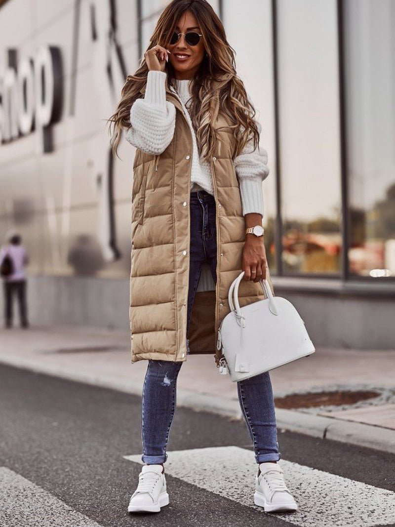 Women's long vest with a warm and modern design