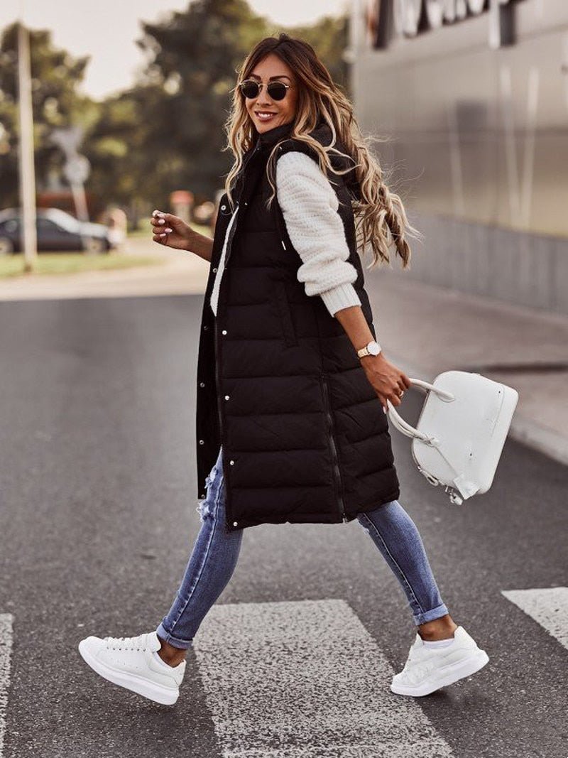 Women's long vest with a warm and modern design