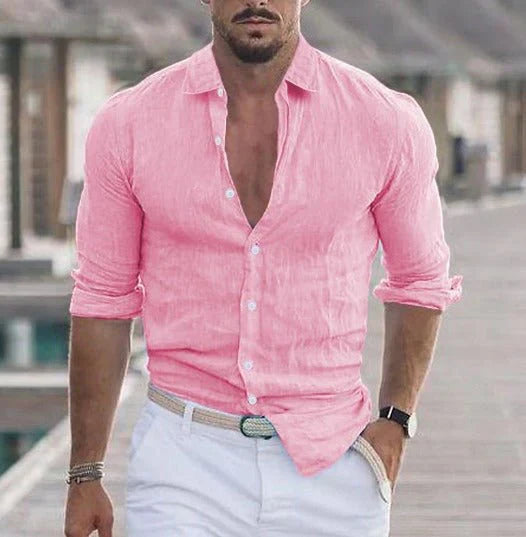 Classic men's summer shirt with a light and elegant design