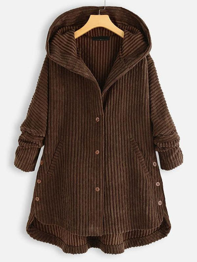 Plus size hooded cardigan with asymmetric hem
