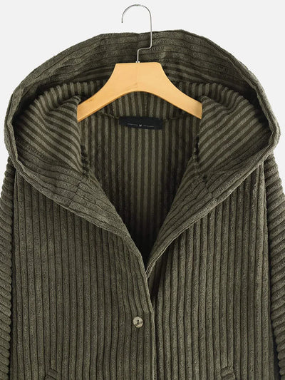 Plus size hooded cardigan with asymmetric hem