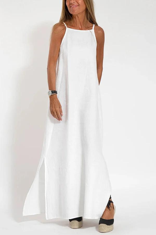 Long lightweight dress with thin straps for an elegant summer look