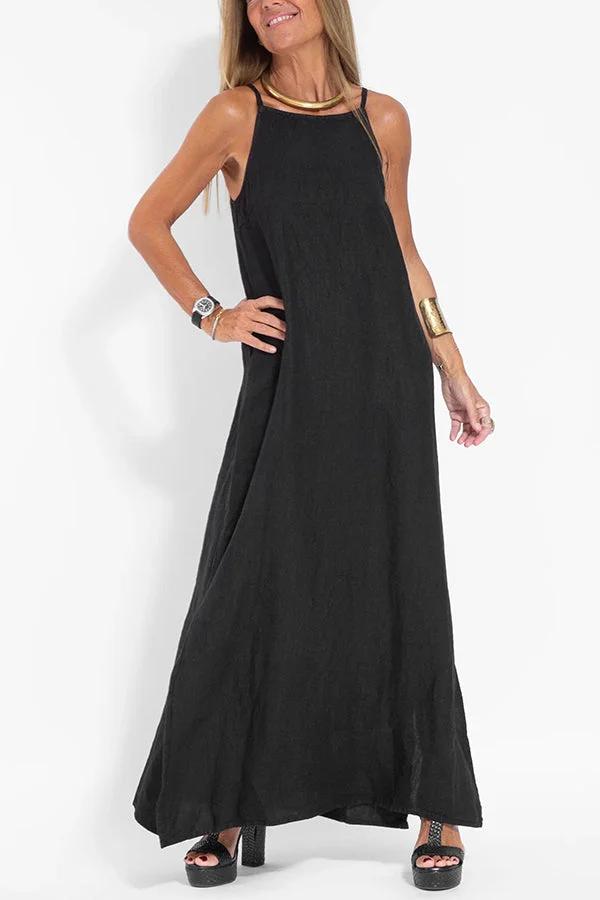 Long lightweight dress with thin straps for an elegant summer look