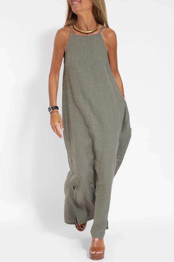 Long lightweight dress with thin straps for an elegant summer look