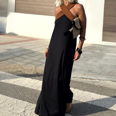 Elegant long dress with a crossover neckline for special occasions