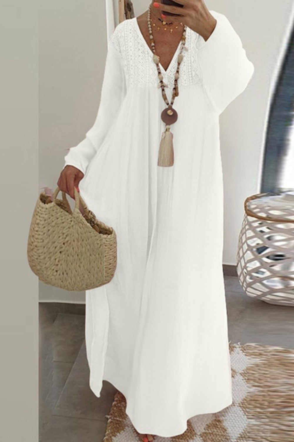 Maria - Casual V-neck pleated lace dress