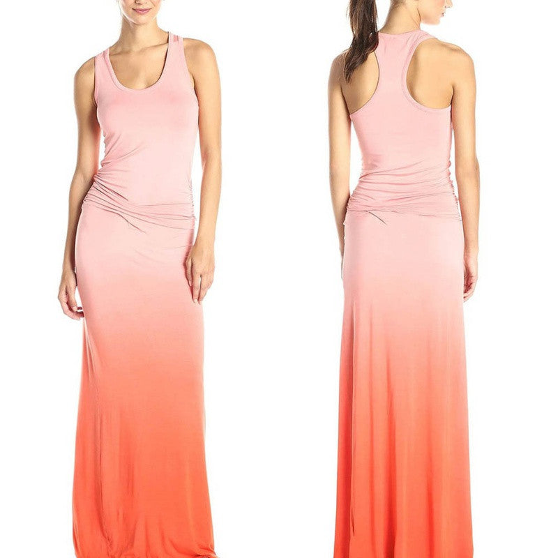 Retro-style sleeveless long dress for casual and beach days