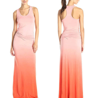 Retro-style sleeveless long dress for casual and beach days