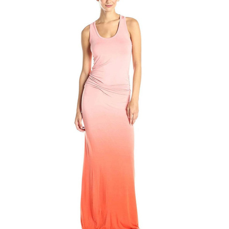 Retro-style sleeveless long dress for casual and beach days