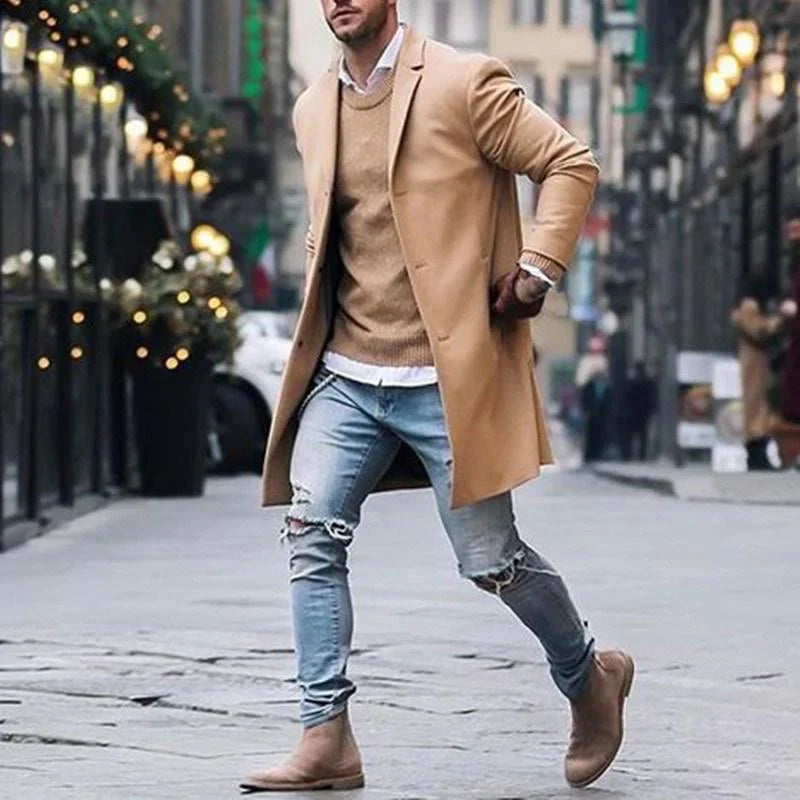 Fashionable men's cardigan with original buttons and a deep V-neck for self-confident people