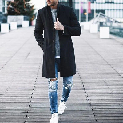 Fashionable men's cardigan with original buttons and a deep V-neck for self-confident people