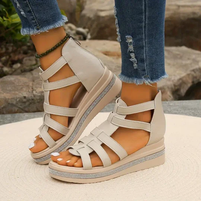Anne - Wedge sandals with rhinestone decoration