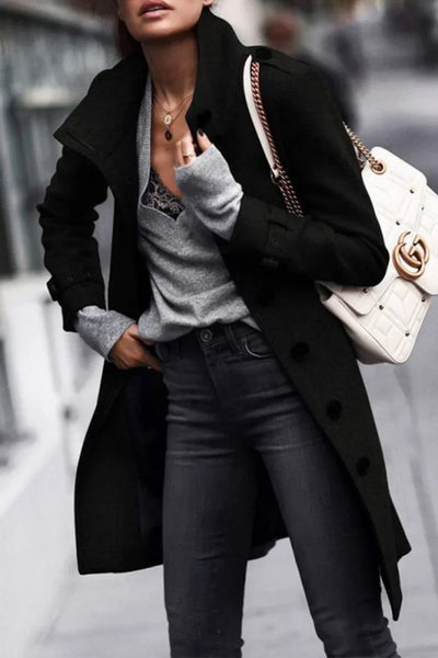 Casual Coat with Mandarin Collar and Modern Design