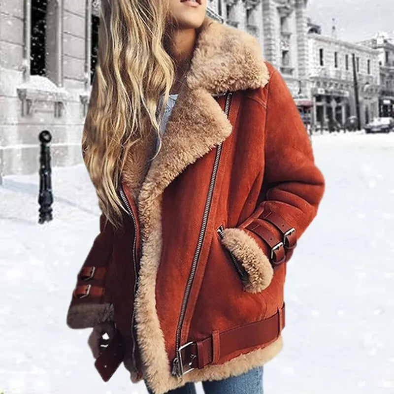 Women's jacket with a buckle and elegant collar, ideal for a sophisticated look
