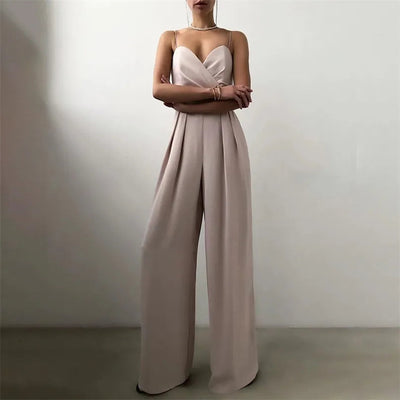 Elegant women's jumpsuit with thin straps and high waist, ideal for events