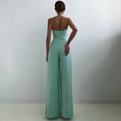 Elegant women's jumpsuit with thin straps and high waist, ideal for events
