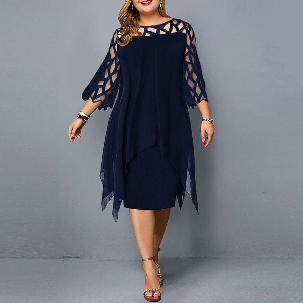 Elegant, loose midi dress with a striking sleeve design