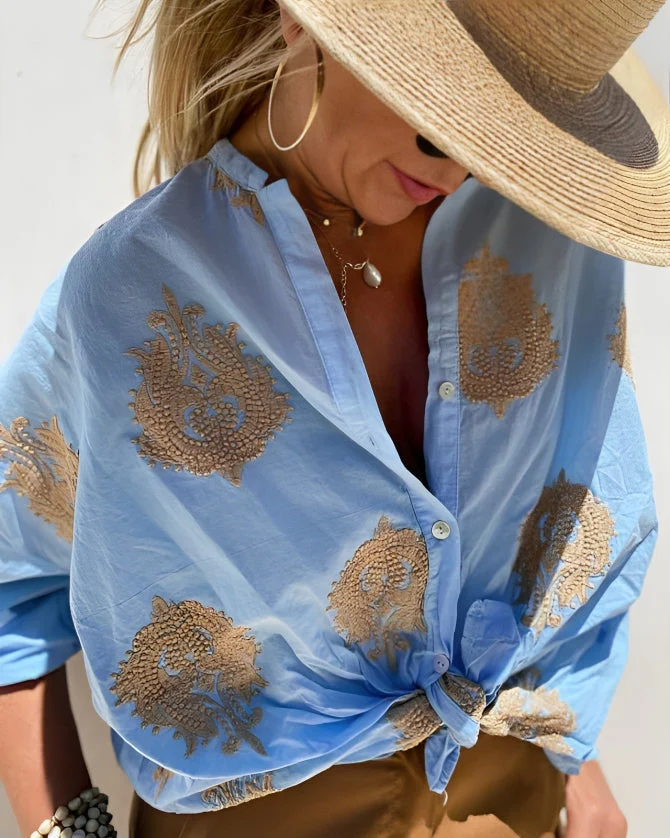 Bohemian-style blouse with Mediterranean charm for special days