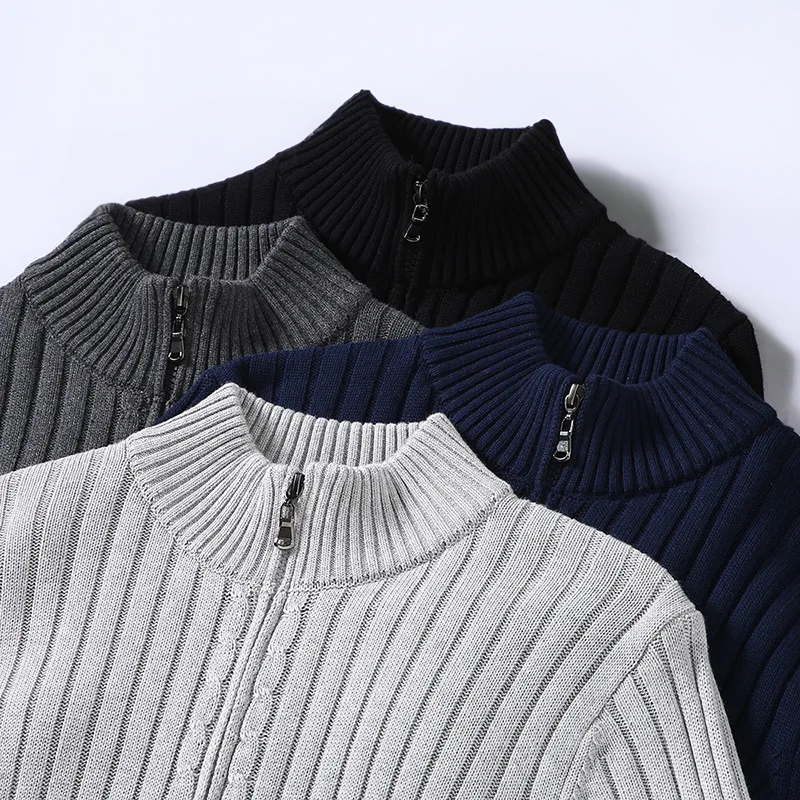 Men's zip-up cardigan with modern design
