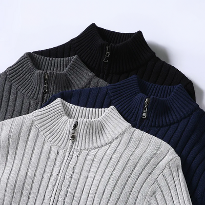 Men's zip-up cardigan with modern design