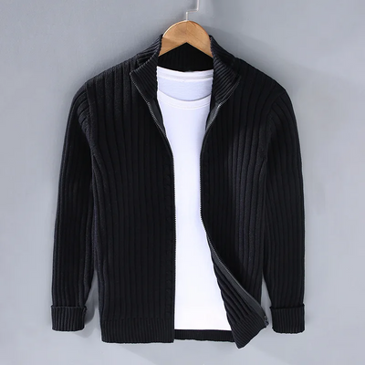 Men's zip-up cardigan with modern design