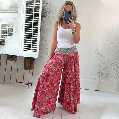 Carolina - Bohemian Print Elastic Waist Trousers