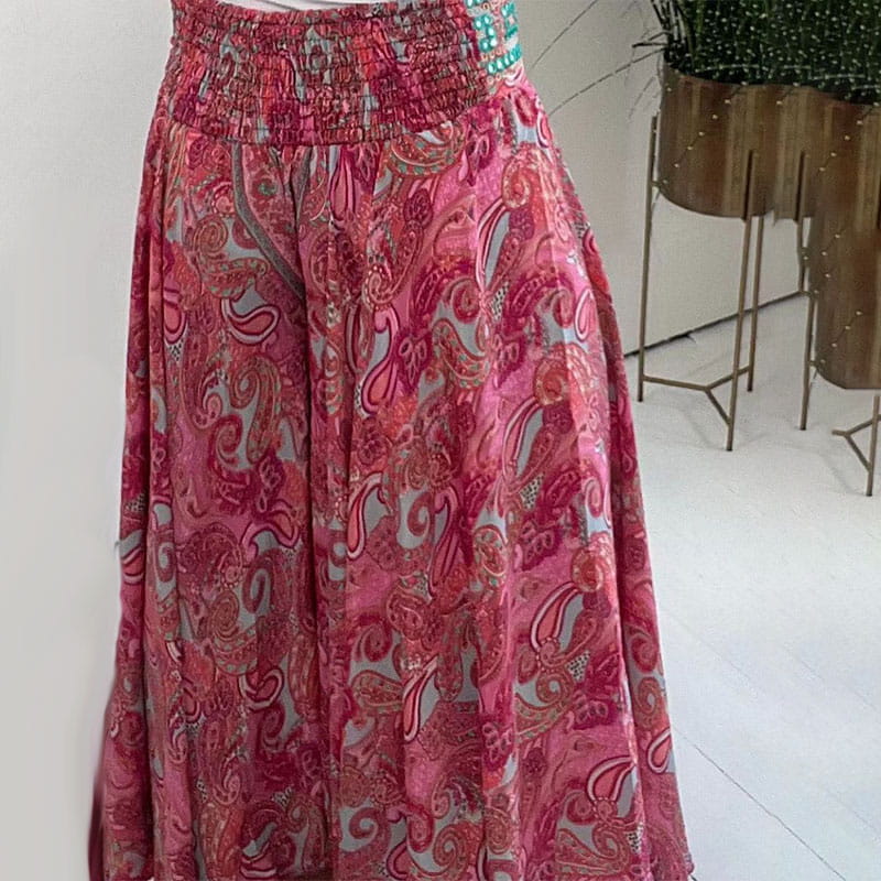 Carolina - Bohemian Print Elastic Waist Trousers
