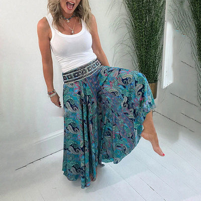 Carolina - Bohemian Print Elastic Waist Trousers