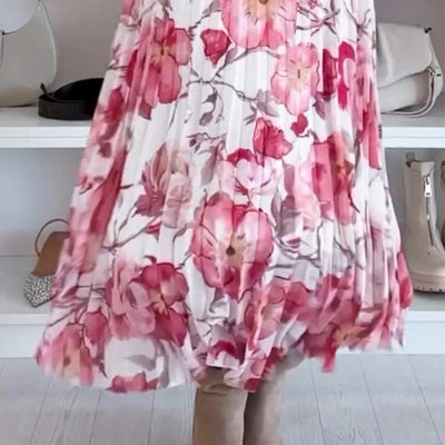 Two-piece floral print set with open blouse and long skirt