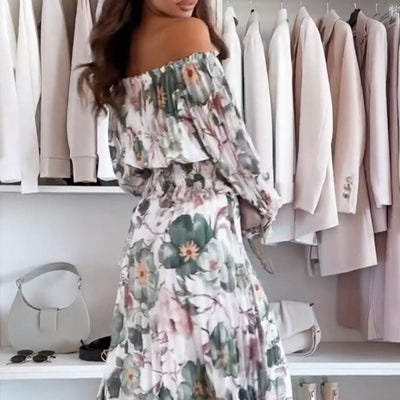 Two-piece floral print set with open blouse and long skirt