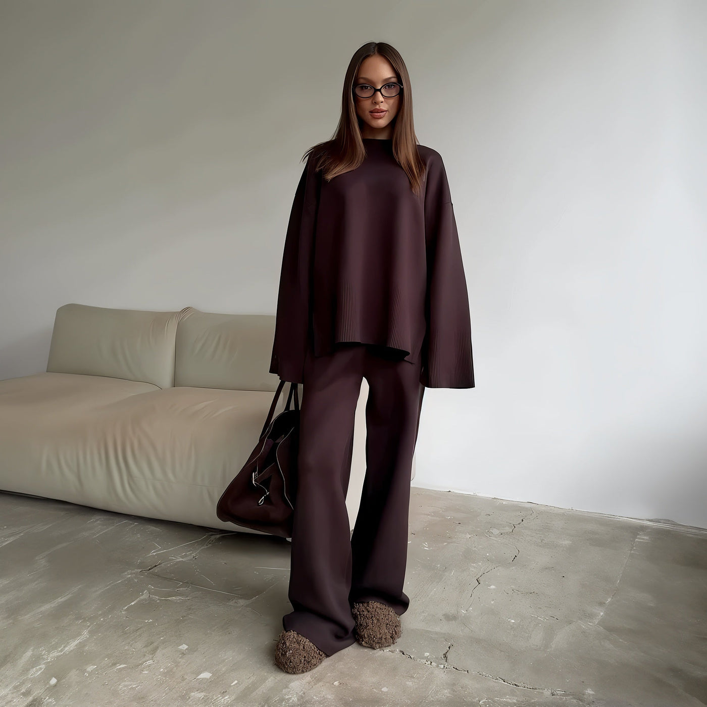 Oversized Sweater and Wide Leg Pants Set for an Elegant Look