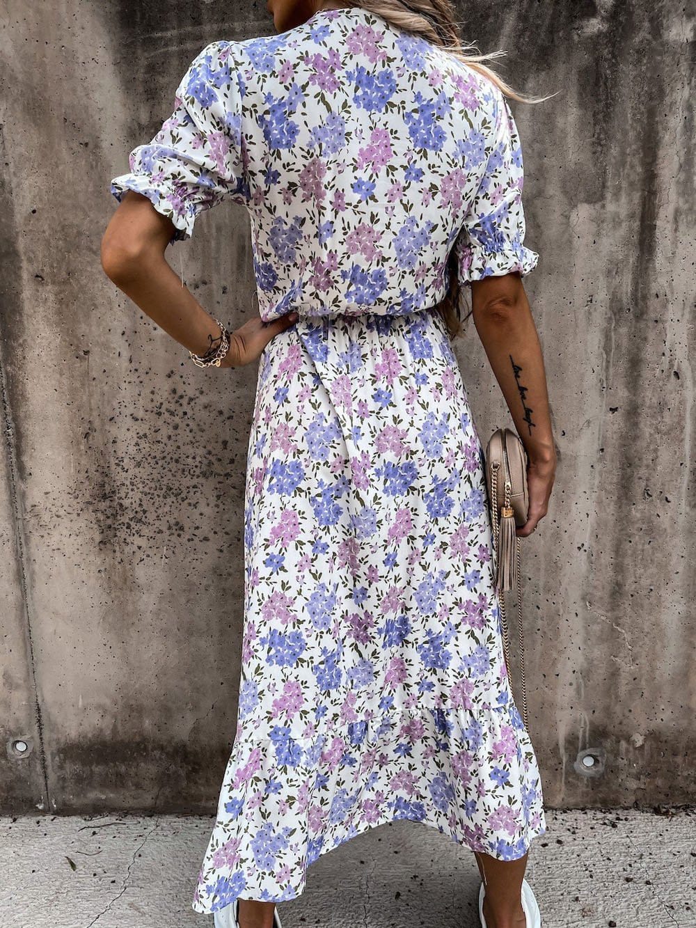 Karen - Printed V-neck long dress