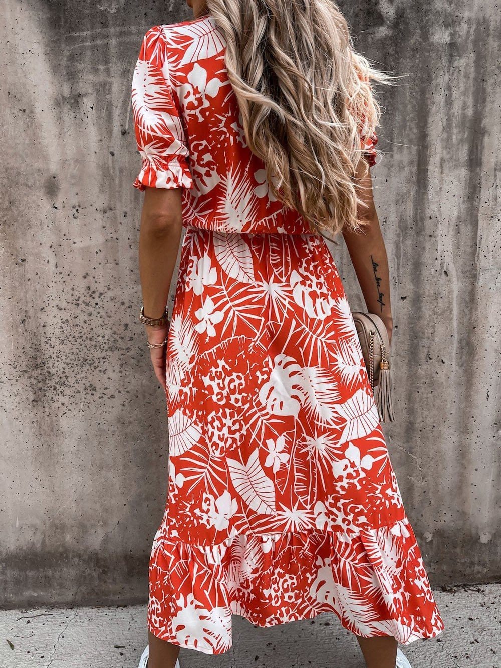 Karen - Printed V-neck long dress