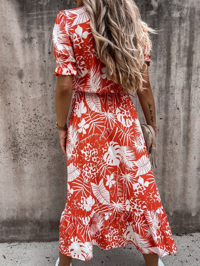 Karen - Printed V-neck long dress