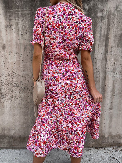 Karen - Printed V-neck long dress