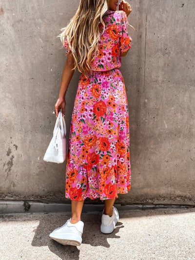 Karen - Printed V-neck long dress