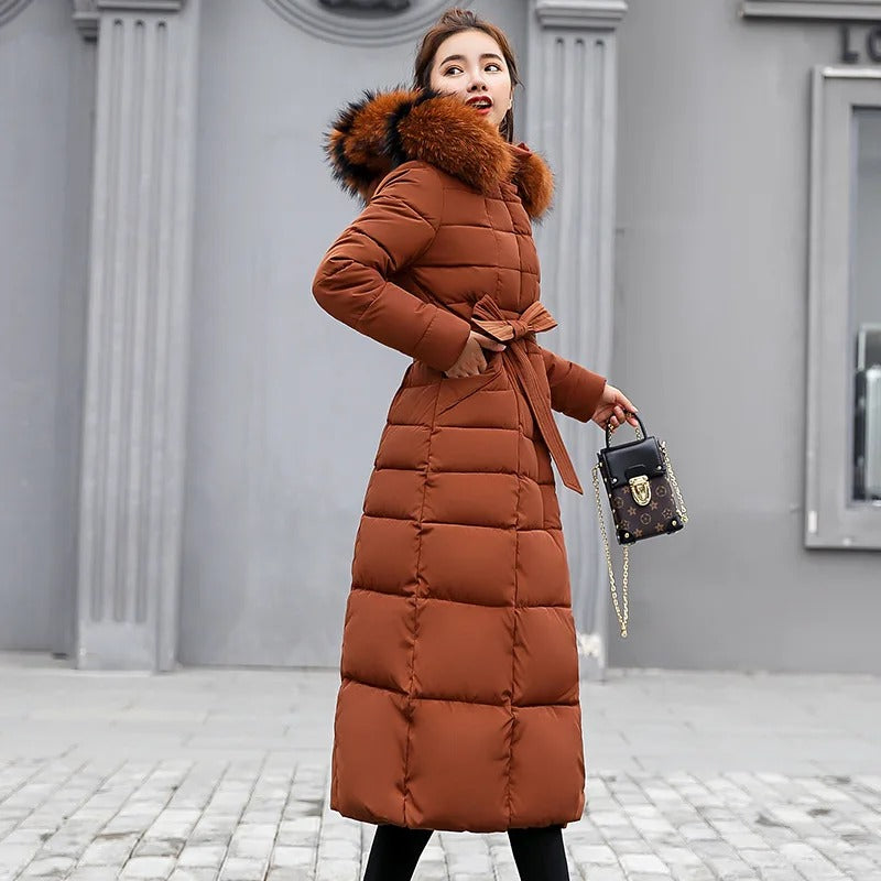 Women's long winter coat with elegant and comfortable design