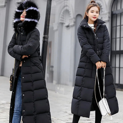 Women's long winter coat with elegant and comfortable design