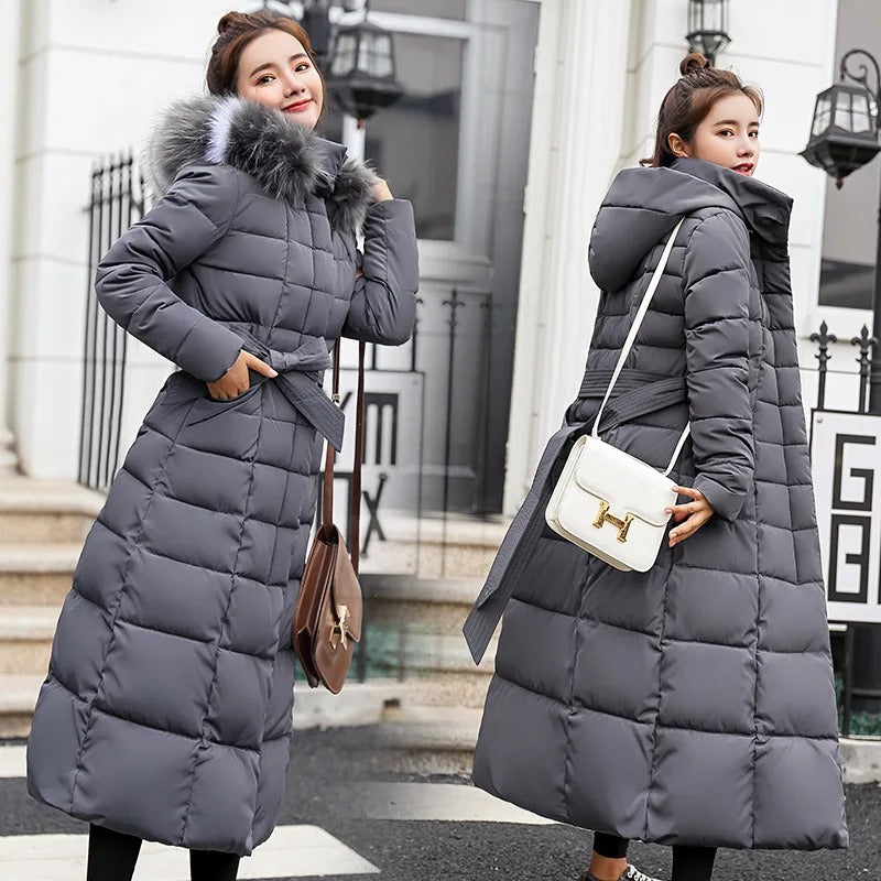 Women's long winter coat with elegant and comfortable design