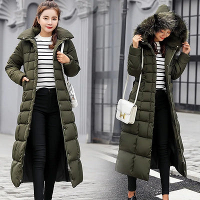 Women's long winter coat with elegant and comfortable design