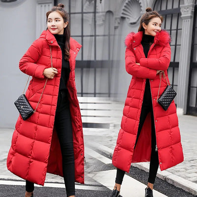 Women's long winter coat with elegant and comfortable design